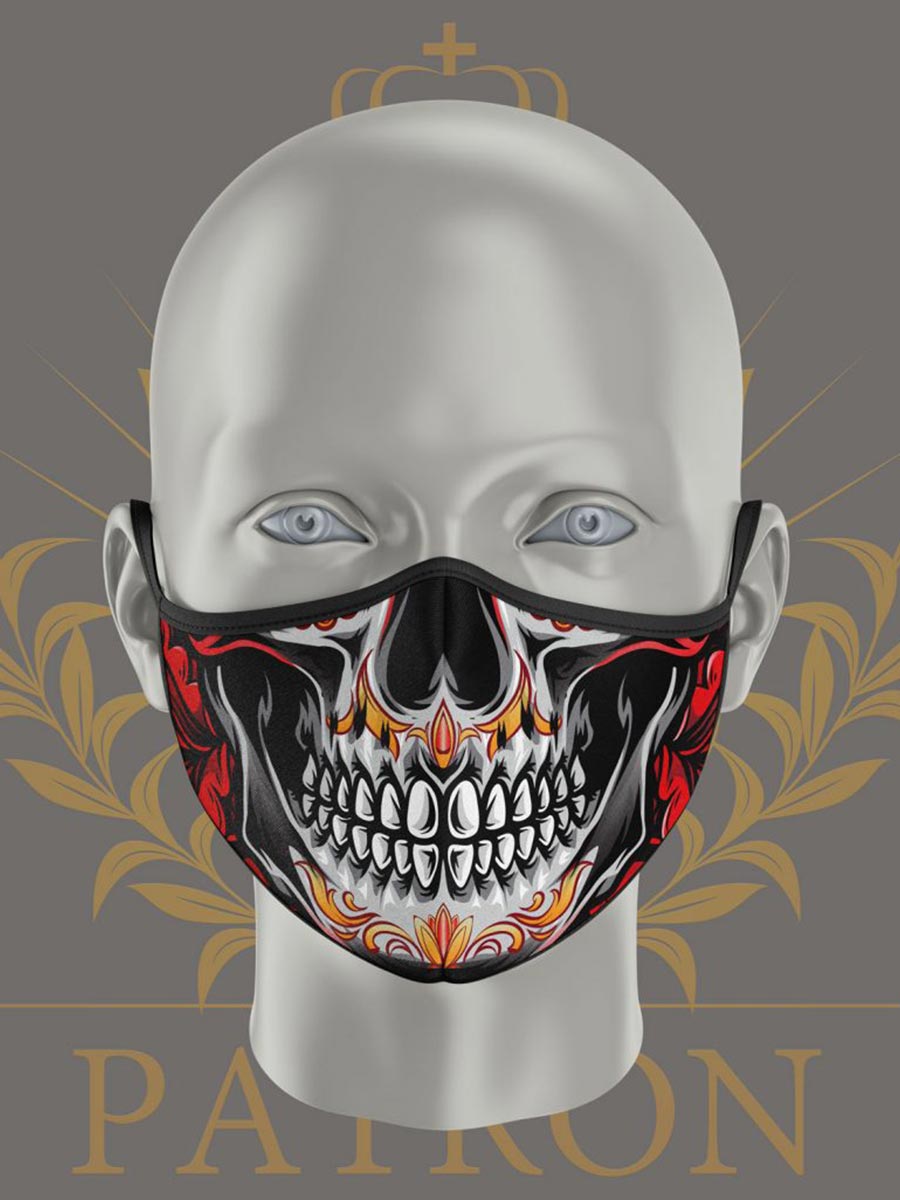 Dvojvrstvová ochranná maska na tvár - Tatoo lebka
