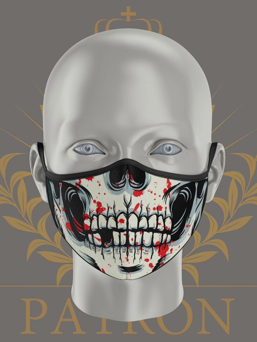 Dvojvrstvová ochranná maska na tvár - Lebka krv