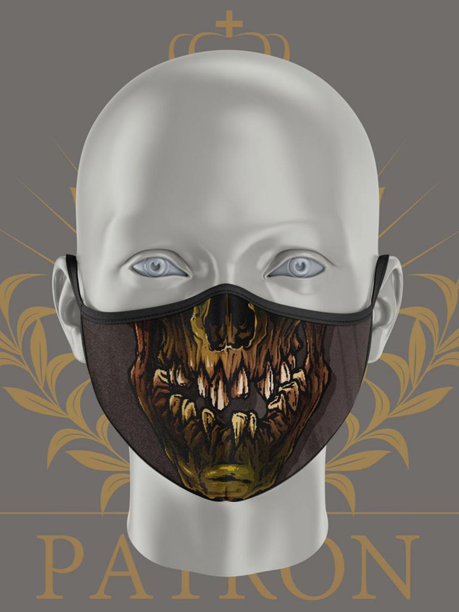 Dvojvrstvová ochranná maska na tvár - Lebka šedá